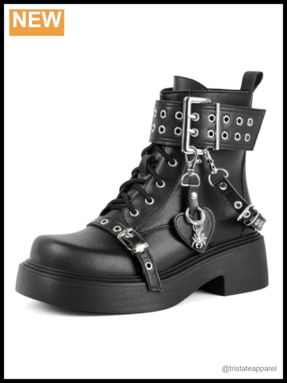 Womens Goth Platform Ankle Boots Chunky Heel Lace Up Booties